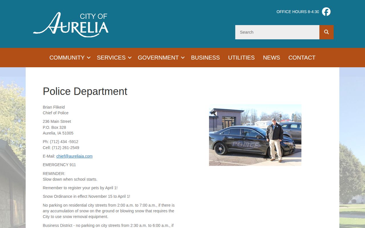 Aurelia Police Department arrest records contact page in Cherokee County