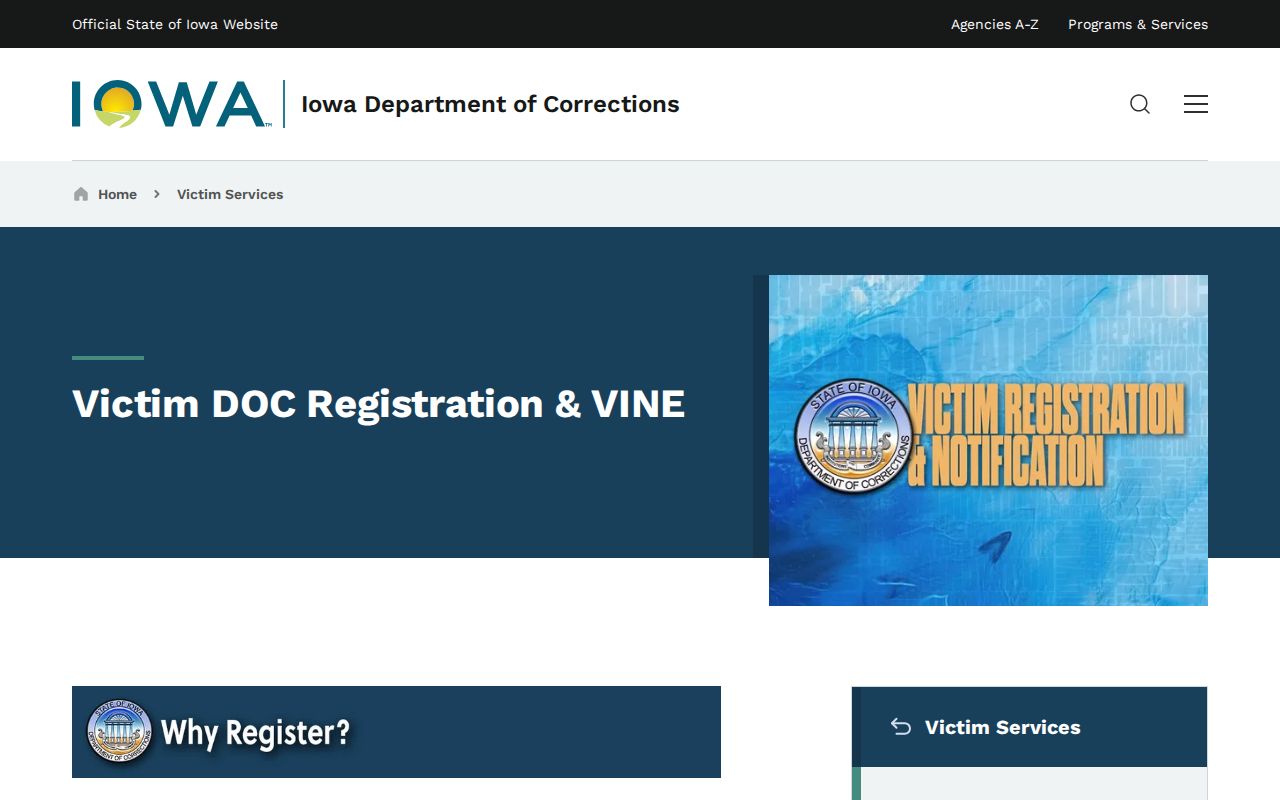 Official IowaVINE custody and case notification information page
