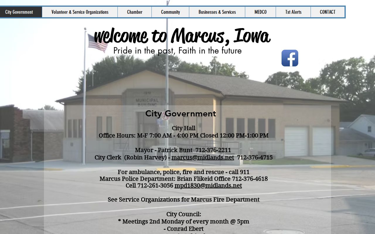 Marcus arrest records contact page on the official city government website